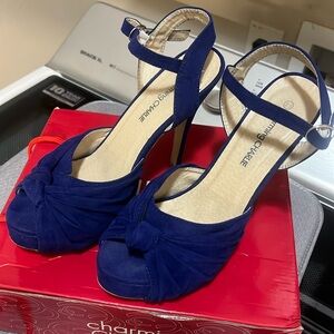 Suede Royal Blue Heels EUC